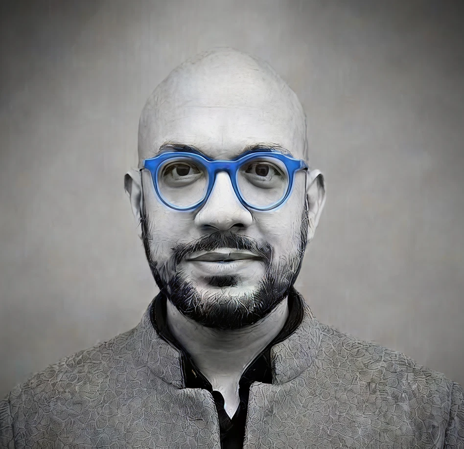 A image of a concrete sphere, balanced between two other larger spheres